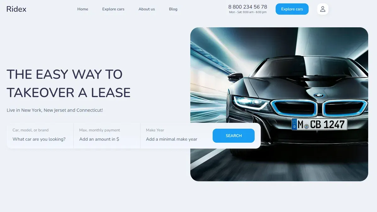 Screenshot of Ridex Car Rental